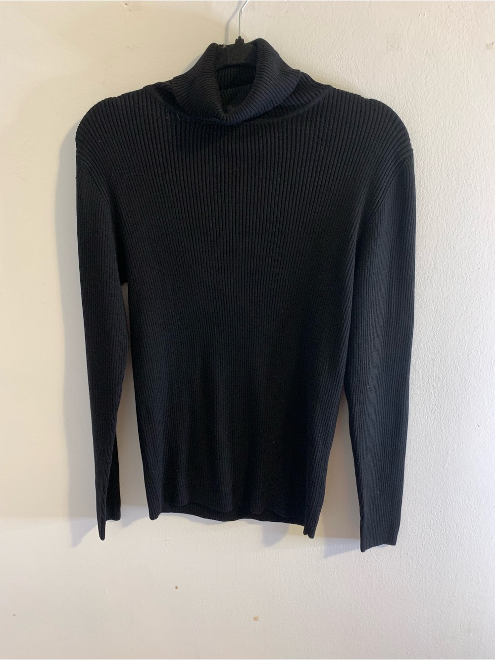 Jones New York Black Ribbed Cowl Neck Sweater